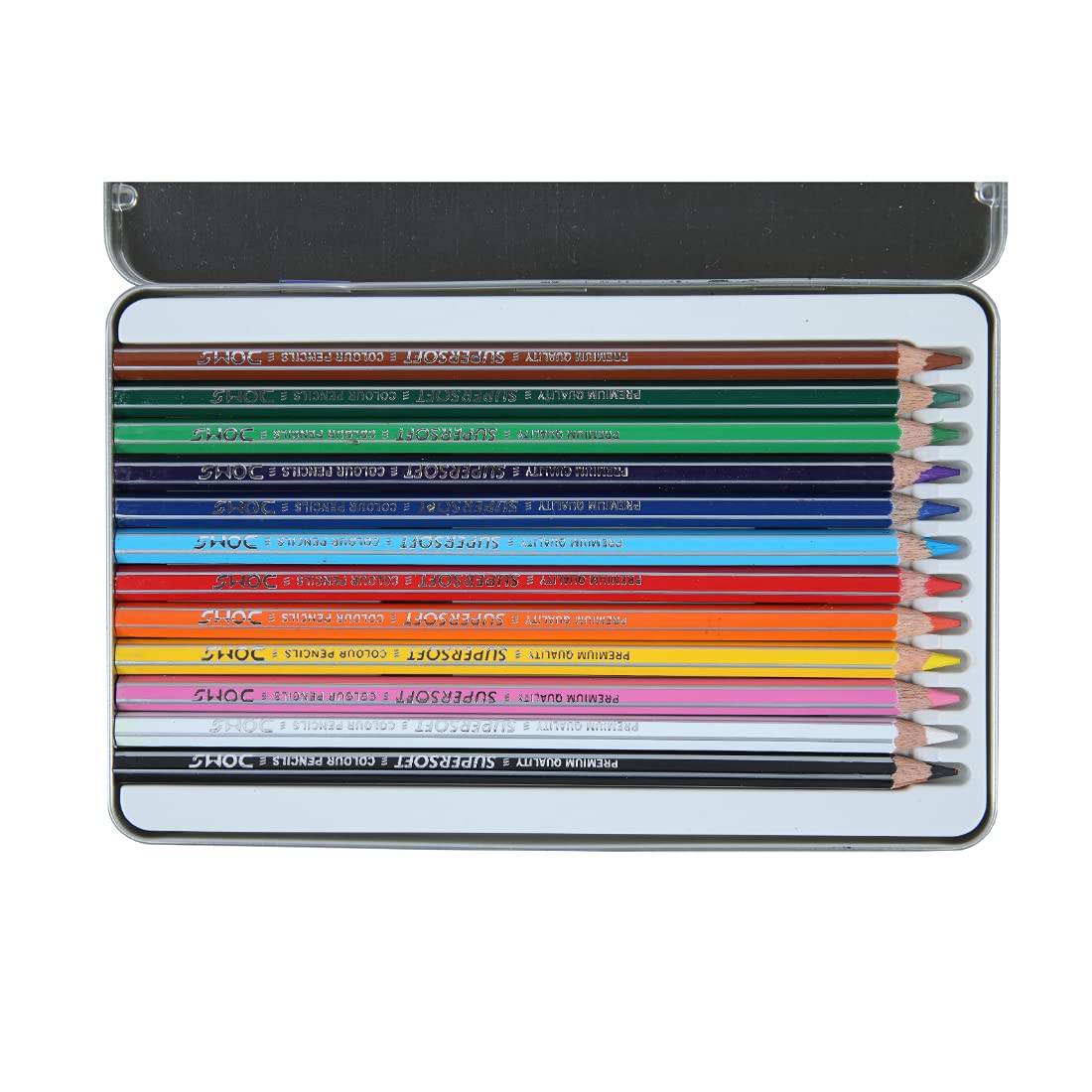 AM5038 Doms 12 Shades Super Soft Color Pencils Flat Tin Box , 7204