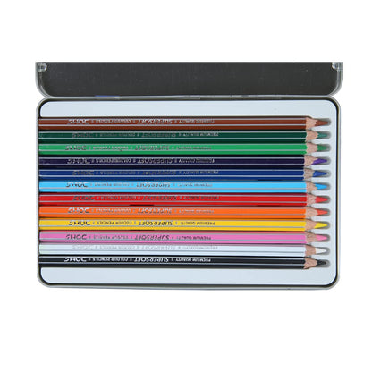 AM5038 Doms 12 Shades Super Soft Color Pencils Flat Tin Box , 7204