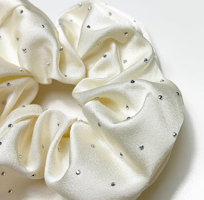 AM1286 Rhinestone Glossy Soft Satin Silk Hair Scrunchies Hair Elastic Bands 1pc