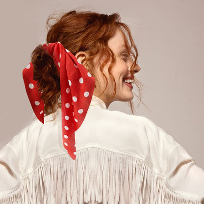 AM1040 Premium Polka Dots Hair Scarf Scrunchies, Elastic Hair Ties for Woman Girl 1 Pieces