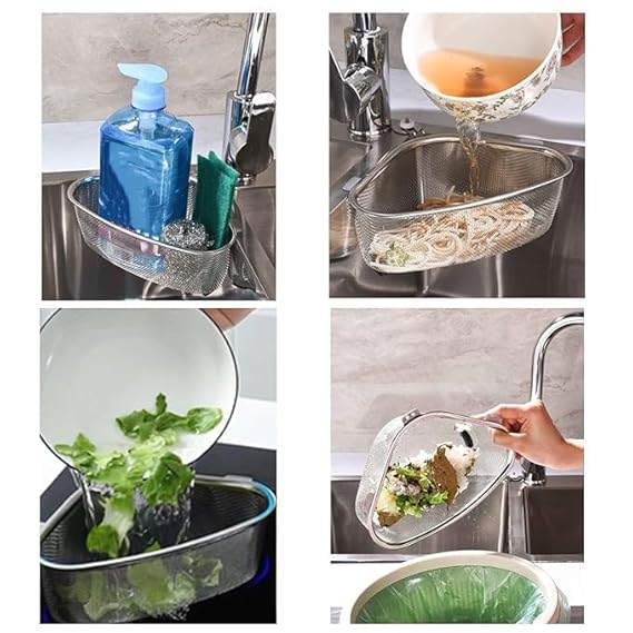 AM3409 SS Corner Sink Strainer Kitchen Triangle Waste Vegetable, Fruits