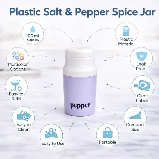 AM6891 Plastic Salt and Pepper Shakers Set Pack of 2