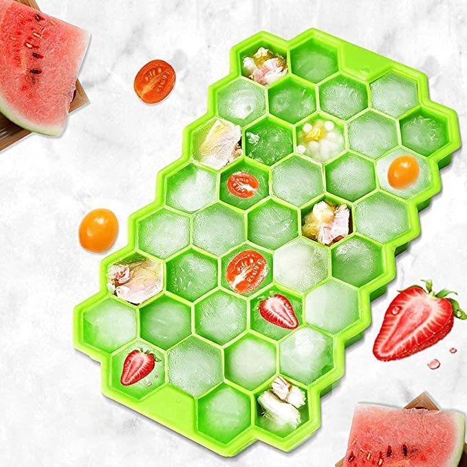 AM7763 Flexible Silicone Ice Cube Tray WIthout Lead, 37 Cubes , Fridge Use