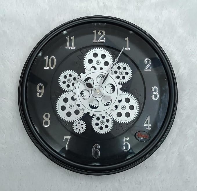 AM7040 Gear Wall Clock Black