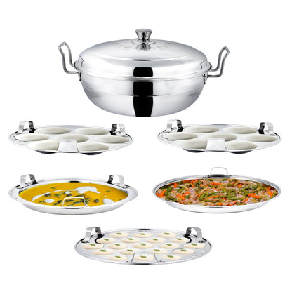 AM7482 Madhuram Signature Stainless Steel Multi Kadai Steamer Set of 9pc