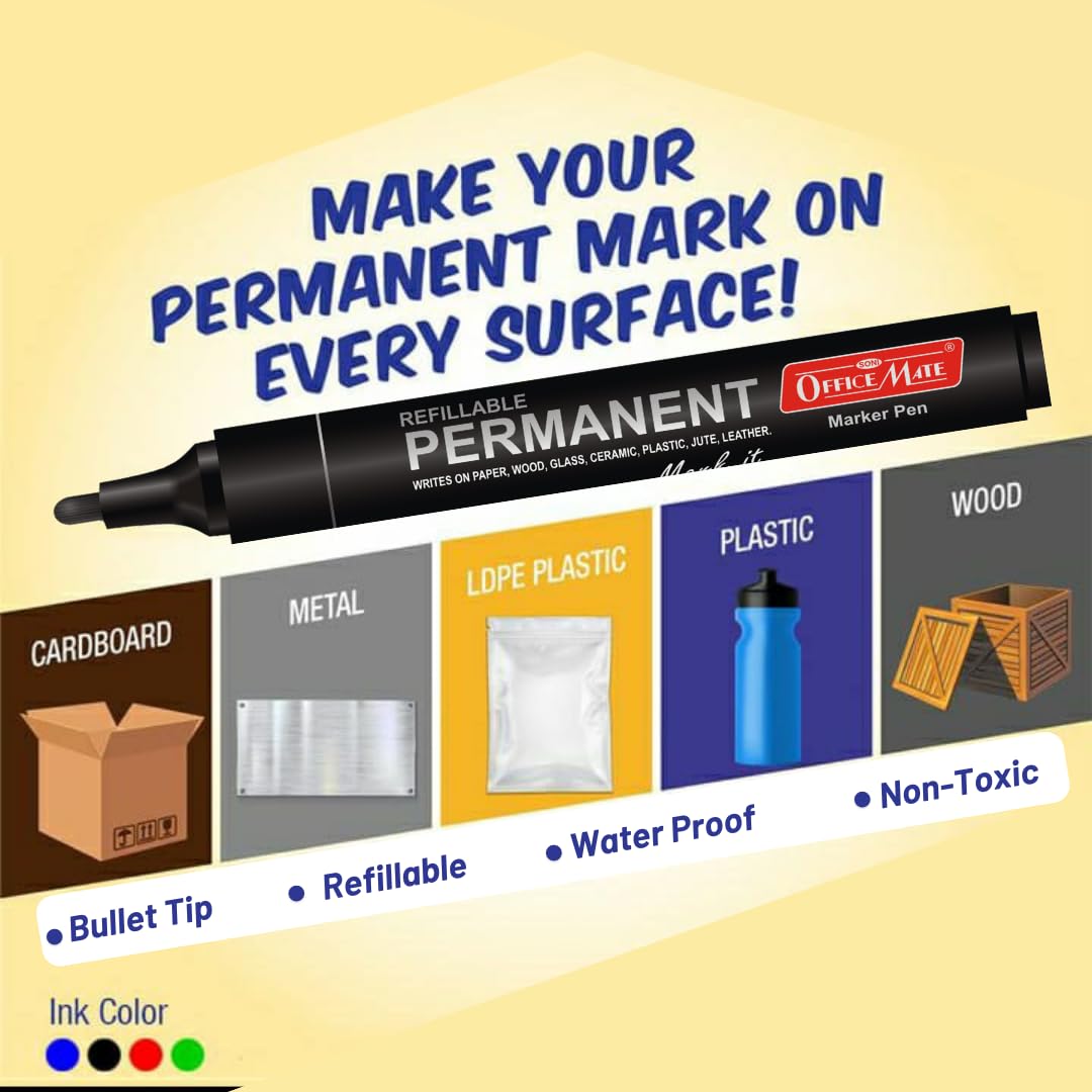 AM5157 Soni Officemate Permanent Marker For Office,Collage (Black)