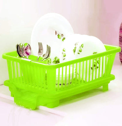 A06749 3 in 1 Durable Drainer Drying Rack Washing Basket with Tray