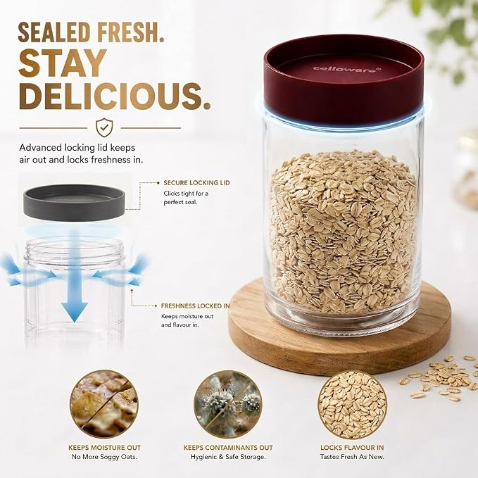 AM7010 CELLO Glassy Storage Jars For Kitchen 2000ml