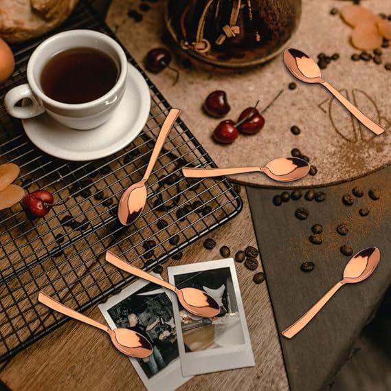 AM2368 Lion Stainless Steel Luxury Noble Gold Baby Spoon 6Pcs