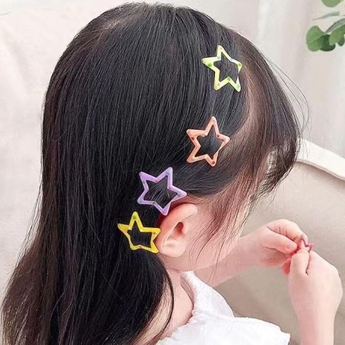 AM1220 Star Shape Hair Clip Lovely Sweet Hairpin Colorful Star Pack Of 6pcs
