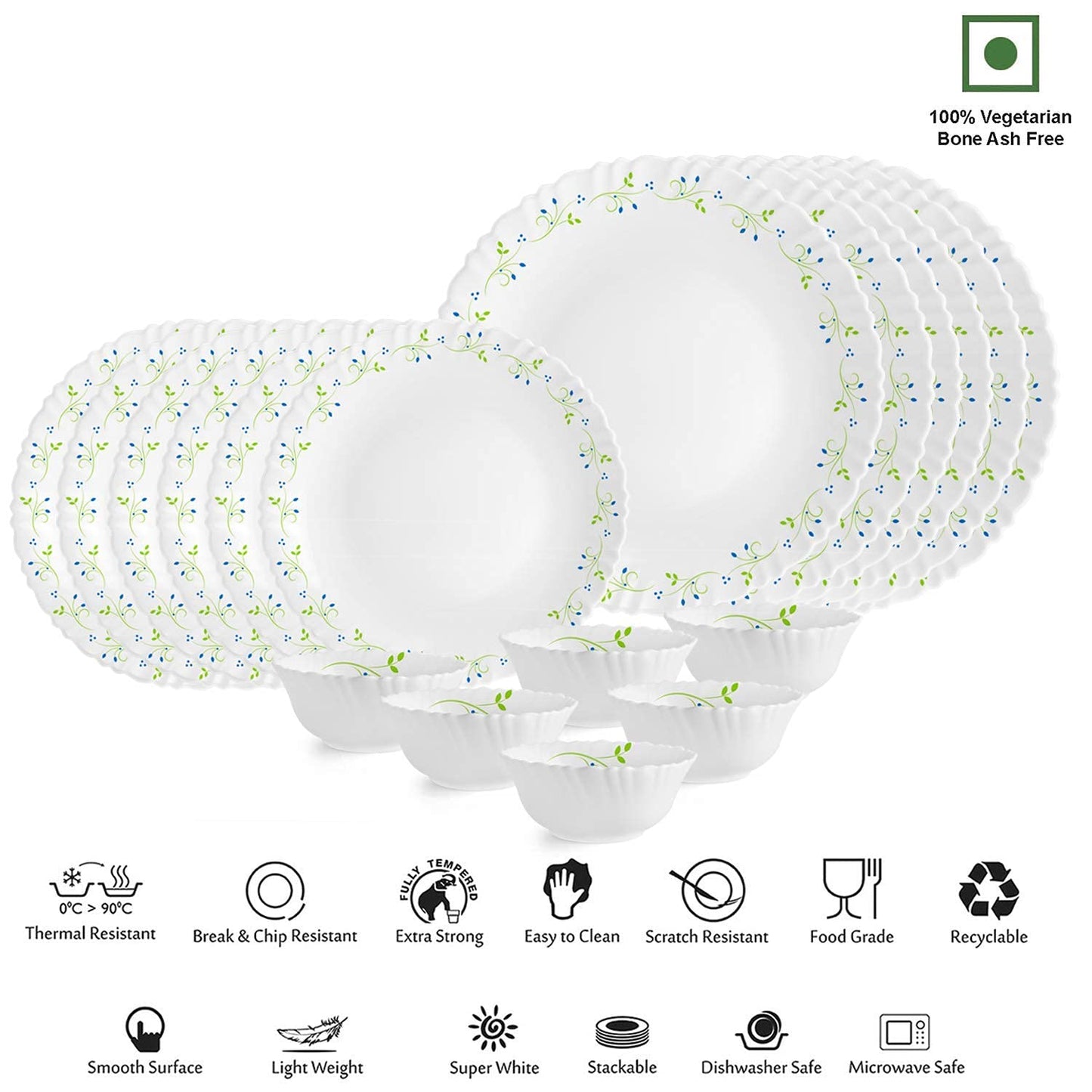 AM0637 Cello Opalware Imperial Opalware Dinner Set, 33 Units, White