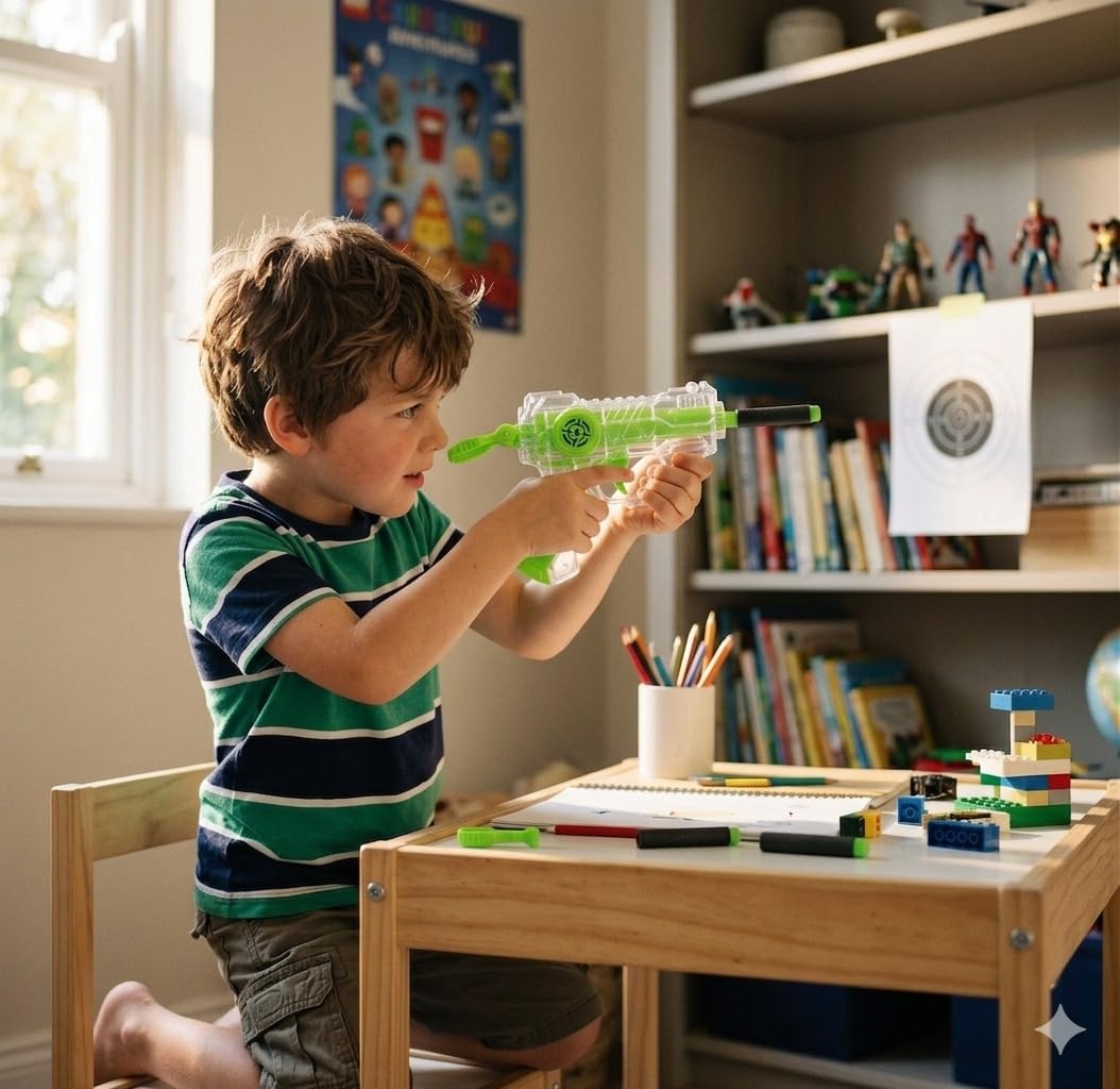 A06490 Thunder Strike Target Small Gun - Soft Foam Dart Toy Model Gun with 6 Darts