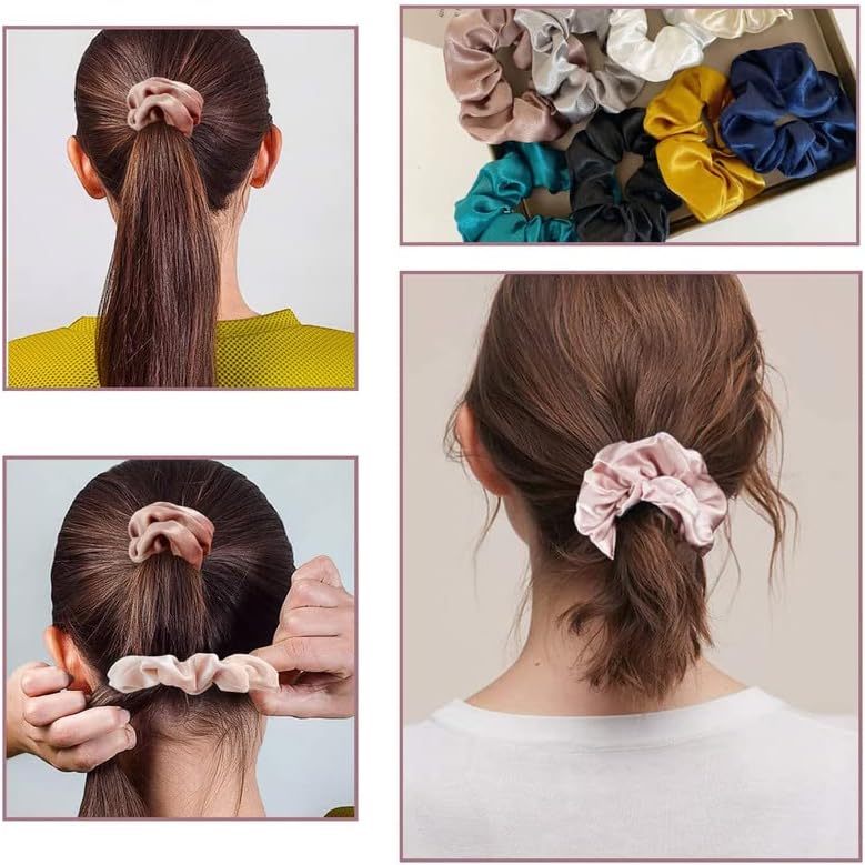 AM1282 Silk Hair Ties for Women Girls with Elastic Band - 1pc