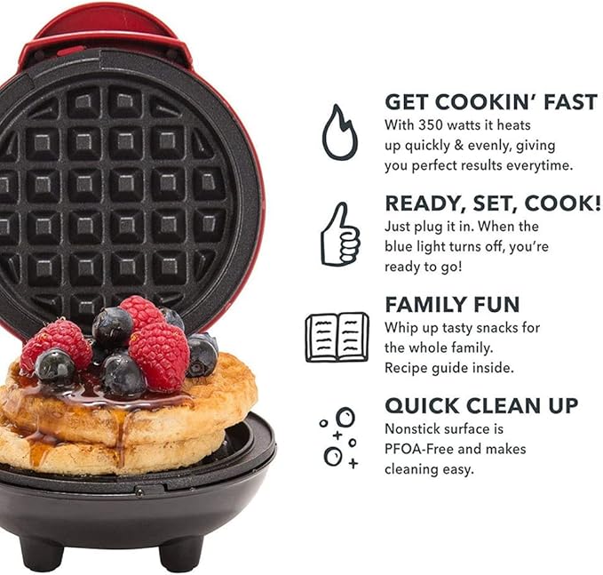 10007 Mini Waffle Maker Non-Stick 4 Inch- 350 Watts
