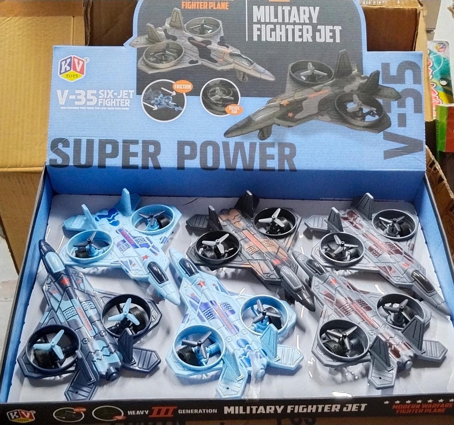 A06487 V-35 Military Fighter Jet Toy – Friction Powered Modern Warfare Plane