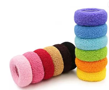 AM1022 Rubber Band Multicolored Cotton Scrunchy Hair Band Ties 1 PCs