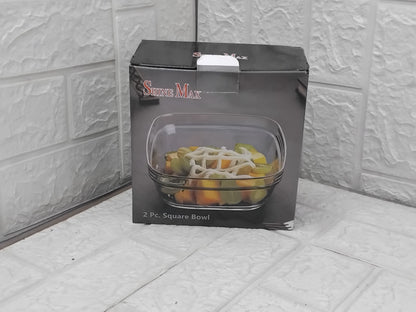 AM3737 Shine Max The Precious Series Square 1150ml Glass Bowl Set of 2 (SMB2015)-LXW132-4