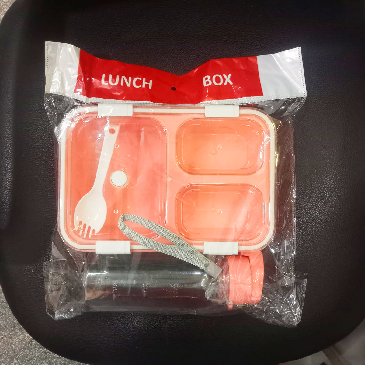 AM5603 Tokyo 3 Compartment Plastic Lunch Box with Water Bottle for Boys, Girls, School & Office Men