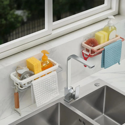 8788 Multipurpose Platic Hanging Drain Rack With Adhesive Hook for Kitchen and Bathroom Dishcloth Holders Basket Drying Tray Organizer