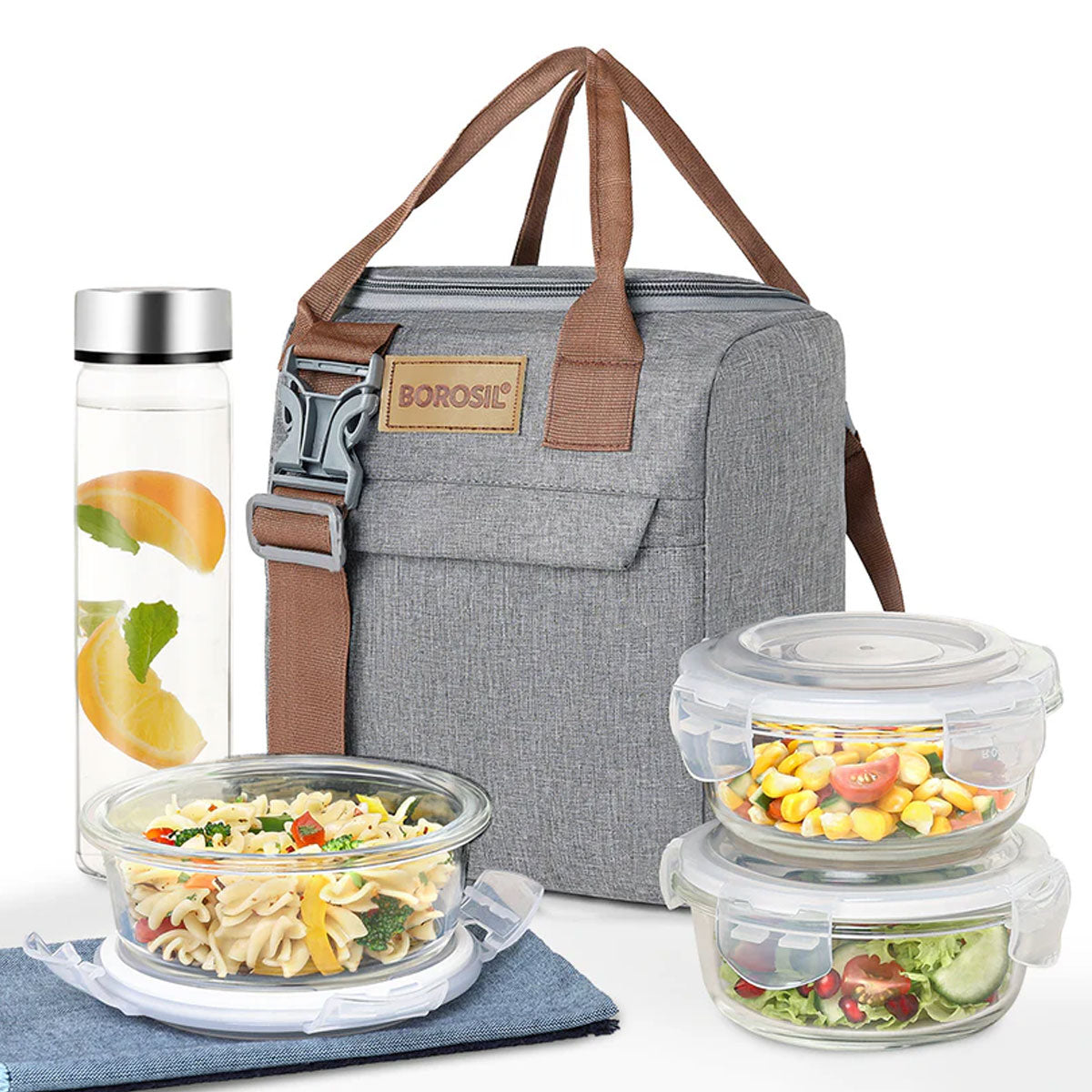 AM6173 Borosil Pro Round Glass Lunch Box Set