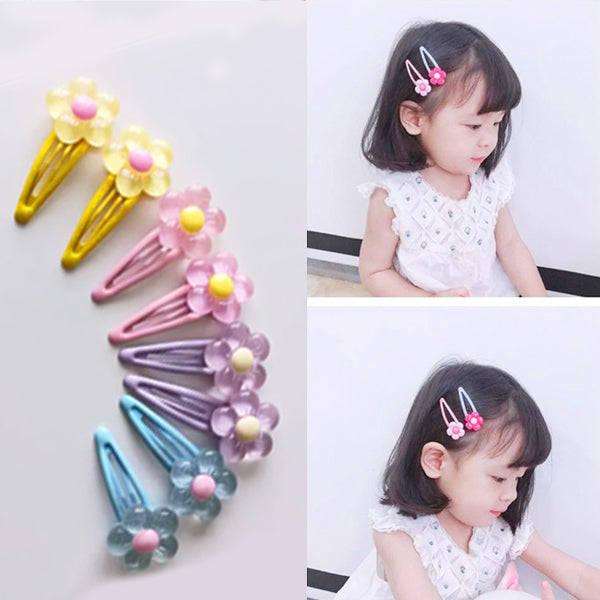 AM5003 Snap Flower Hair Clips for women and Girls (Random Colour)