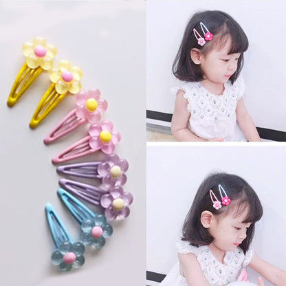AM5003 Snap Flower Hair Clips for women and Girls (Random Colour)