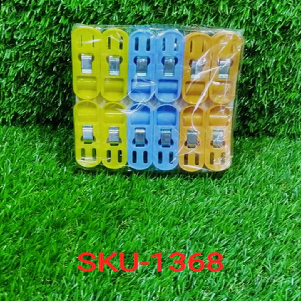 1368 Cloth Drying Non-Slip Light Plastic Clips  (Multicolour) (Pack of 12)