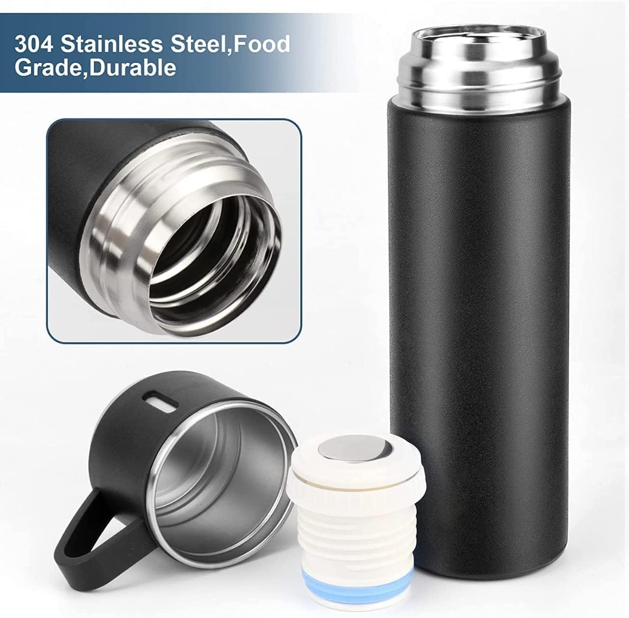 AM7230 Vacuum Flask Set - Insulated Water Bottle 3 Cups Gift Set