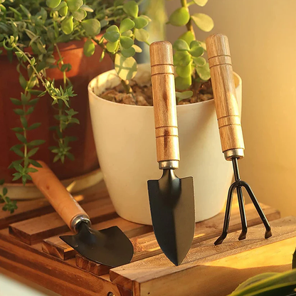 AM7760 Garden Tool Kit Durable Hand Tools Set with Wooden Handle (3 Pc)