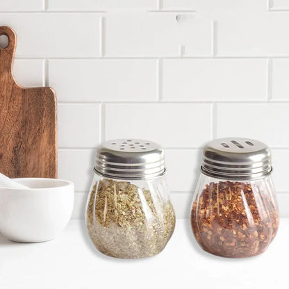 11656 Apex Oregano & Chilli Flakes Dispenser Set – 2 Pcs Plastic Spice Shaker with Stainless Steel Lid