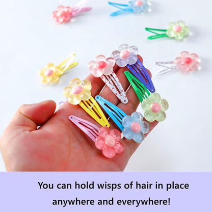 AM5003 Snap Flower Hair Clips for women and Girls (Random Colour)