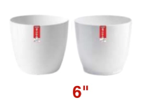 A06537 6-Inch Premium White Plastic Planter Pot (Pack of 1)