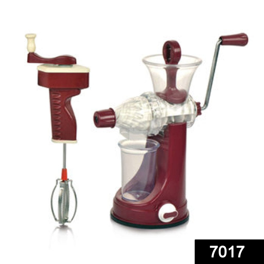 7017 Manual Fruit & Vegetable Juicer and Blender with Steel Handle (Multi Coloured)
