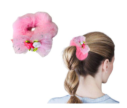 AM1029 Scrunchies Fancy Faux Fur Elastic Hair Bands - 1 Pcs
