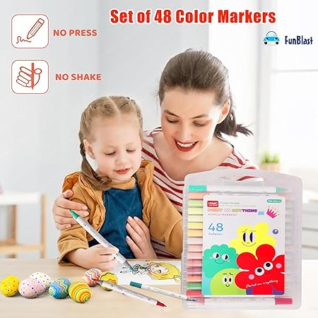 AM2454 Acrylic Marker Colors Acrylic Brush Head Paint Markers Water Based Paint Pen HMC-9129 48Pcs Multicolour