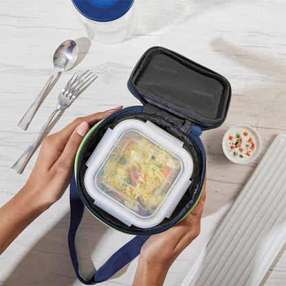 AM3694 Borosil Square 320ml Microwavable Glass Lunch Box Set Of 3