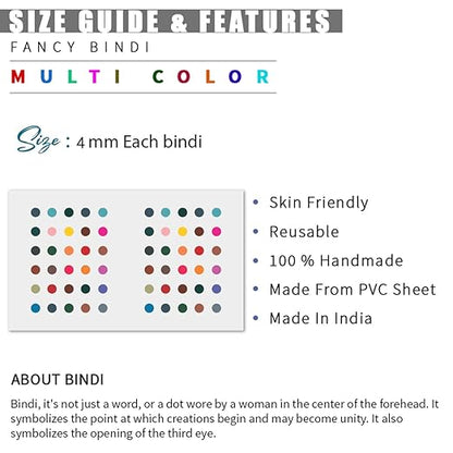 AM1001 Fancy Plain Classic Round Bindi for Women & Girls (MultiColor)