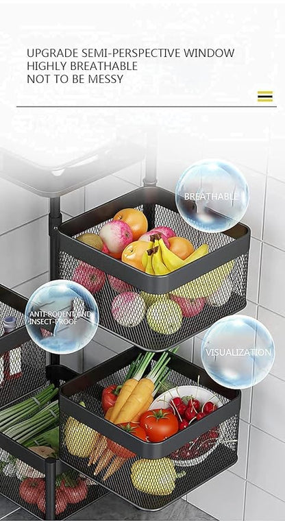 3683 Metal 4 Layer Kitchen Rotating Trolley For Kitchen