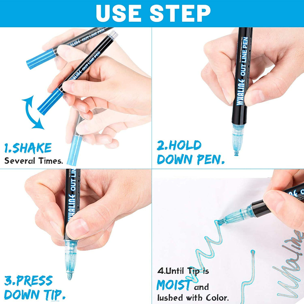 AM0423 Outline Drawing Metallic Markers (12 Colors)