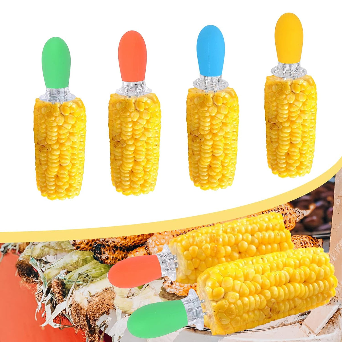 AM5590 Stainless Steel Corn Cob Holders Reusable 2pcs