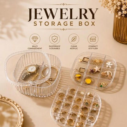 A06706 3-Layer Clear Acrylic Rotating Jewelry Storage Box & Cosmetic Organizer