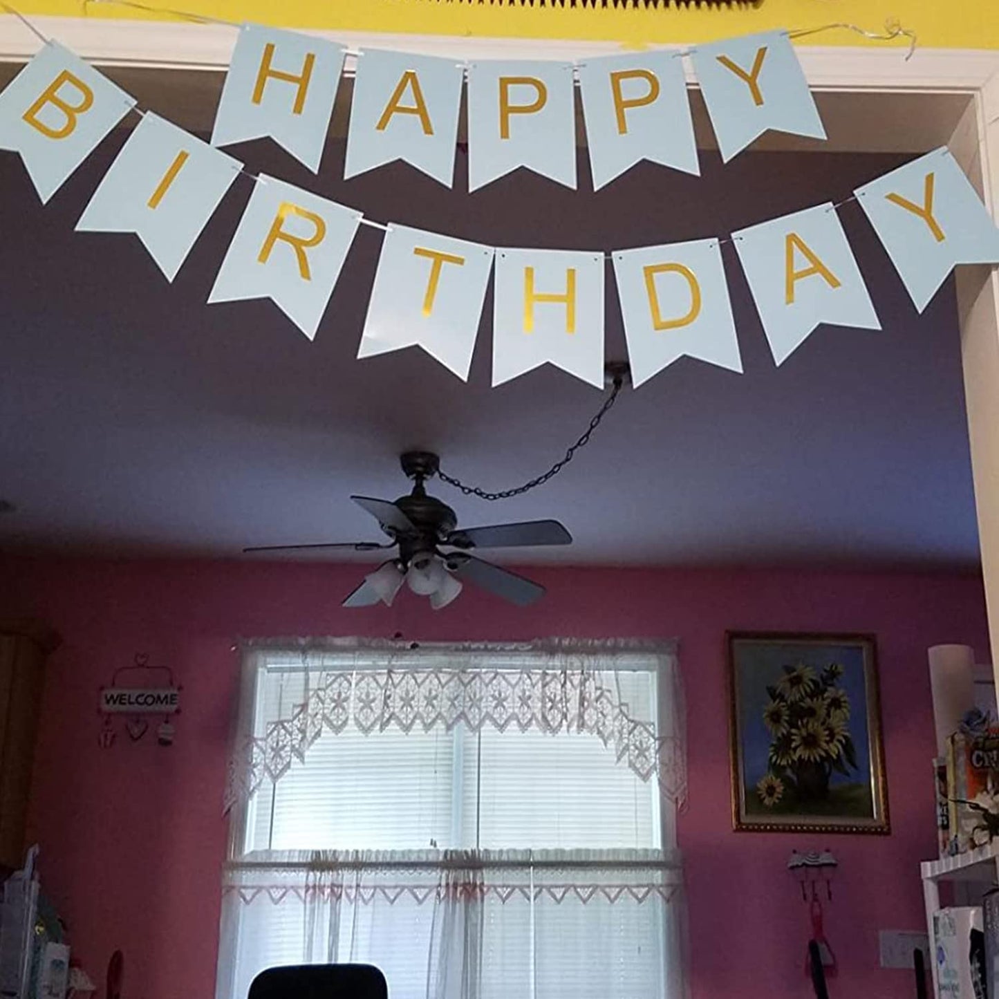 AM7251 MultiColour "Happy Birthday" Cardboard Bunting Banner with Ribbon
