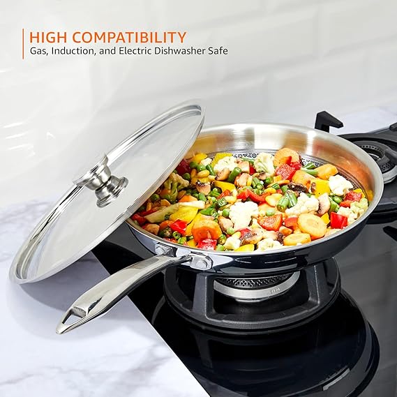 AM3936 PNB TRIPLY WOK WITH GLASS LID 24CM