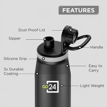 AM6817 Go24 pexpo Stainless Steel Water Bottle 500ml, 3 Layer Vacuum Insulated