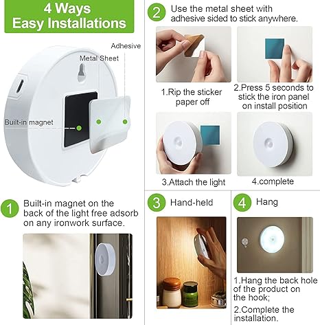 AM6356 Round Shape 8 LED Motion Sensor Induction Led Light Pack Of 1