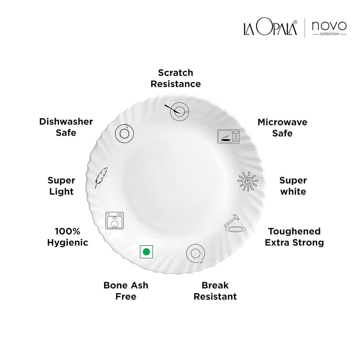 AM3964 La Opala, Novo Collection, Opal Glass Dinner Set 35 pcs