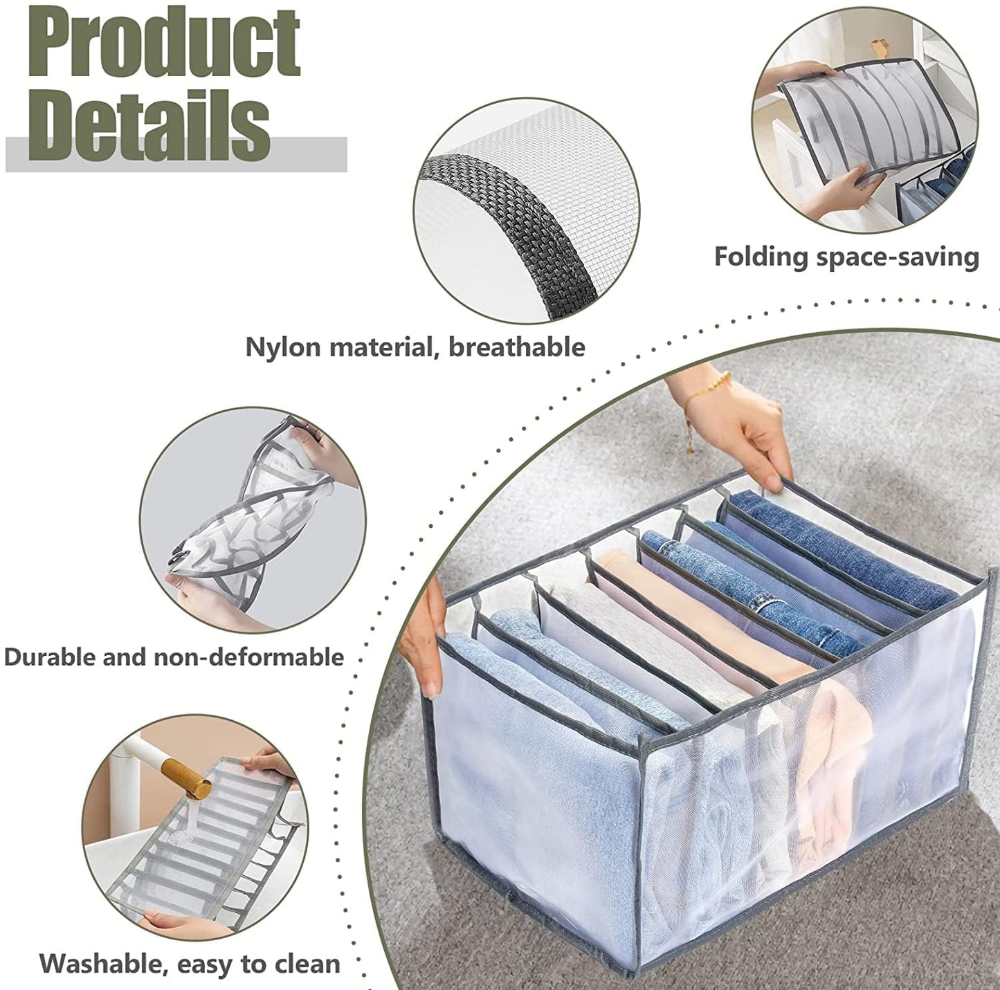 4069 7 Grid Clothes Organizer For Wardrobe Storage