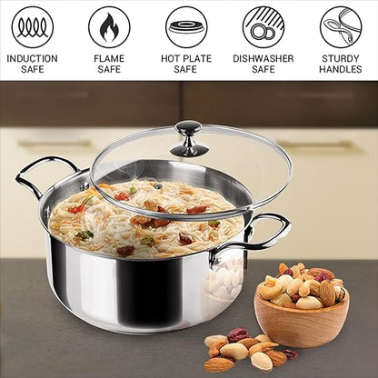 AM3913 PNB Kitchenmate Triply Cookpot with Glass Lid 24Cm