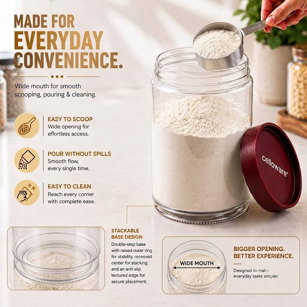 AM7010 CELLO Glassy Storage Jars For Kitchen 2000ml