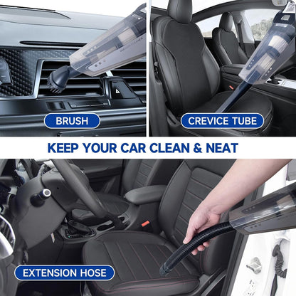 A06703 Car Vacuum Cleaner, 12V DC Portable Handheld Auto Vacuum with LED Light, Multiple Attachments for Car Interior